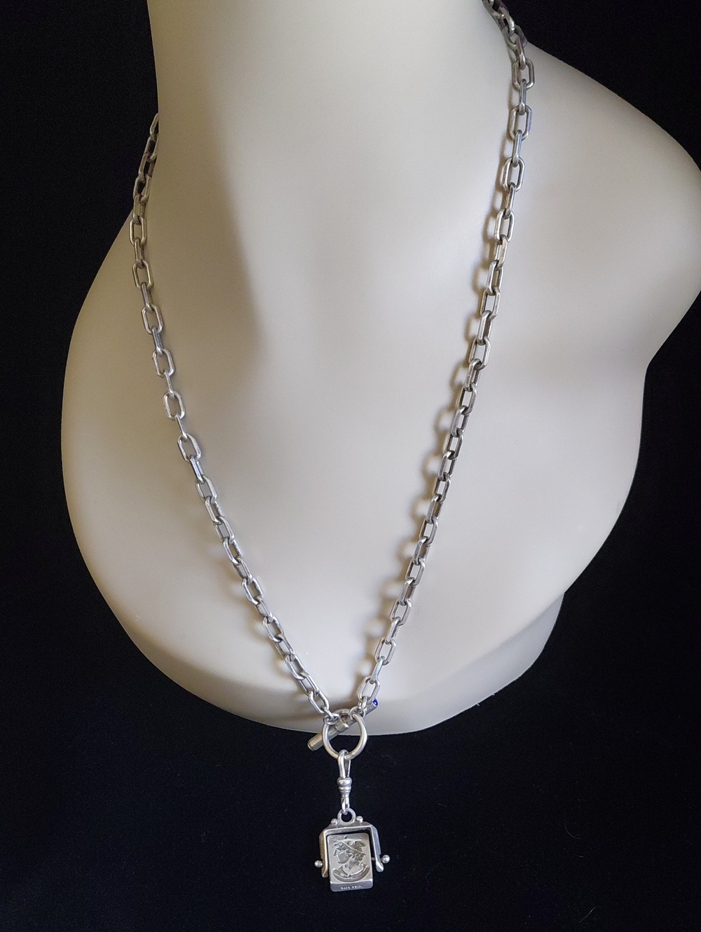 Rare MISS RITA Sterling Silver Reversible Mythological Portrait Necklace 46g
